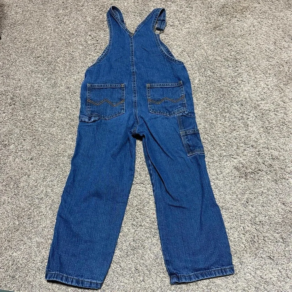 Vintage Wrangler Kids Denim Overalls Size 5T Blue Jeans Carpenter Bib Y2K